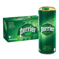 Perrier Carbonated Natural Mineral Water - Original เปอริเอ้ ออริจินอล น้ำแร่ธรรมชาติชนิดมีฟอง 250 มล.x 10 กระป๋อง