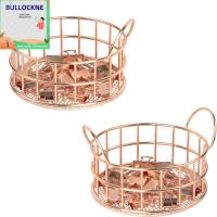 BULLOCKNE โรสโกลด์ ที่ใส่คลิปหนีบกระดาษสีโรสโกลด์ โลหะสำหรับตกแต่ง ตัวจัดระเบียบตู้โลหะ บ้านในบ้าน อุปกรณ์โต๊ะตาข่าย ออฟฟิศสำหรับทำงาน