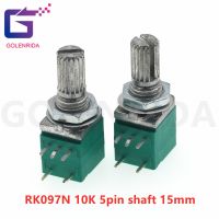 5pcs RV097NS 10K single linked potentiometer B10K with a switch audio 5pin shaft 15mm power amplifier sealing potentiometer