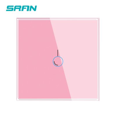 ℗ SRAN Luxury Wall Touch Sensor SwitchEu Standard Led Light Switch 220v Pink Crystal Glass panel1/2/3 Gang 1 Way Switch