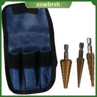 ZOWBRSH 3Pcs 1/8-3/4ค่ะ ชุดดอกสว่านขั้นบันได เหล็กความเร็วสูง ทองสีทอง สว่านเจาะบันได คนรักดีไอวาย เคลือบไทเทเนียม ดอกสว่านทรงเจดีย์ ไม้และโลหะ