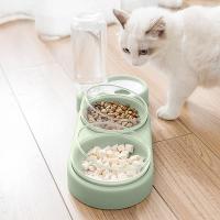 Pet Cat Bowl Automatic Feeder 3-in-1 Dog Cat Food Bowl With Water Fountain Double Bowl Drinking Raised Stand Dish Bowls For Cats