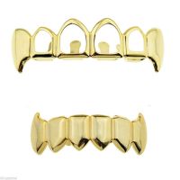 [Free ship] ebay Selling HIPHOP Hollow Fangs Gold Teeth Grillz