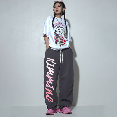 กางเกงขาม้าฮาร์ลานแบบฮิปฮอปพิมพ์ลายสำหรับผู้หญิง Miss Pni Fashion กางเกงกีฬาฤดูร้อน2023