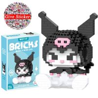 โมเดลบล็อคก่อสร้างเฮลโลคิตตี้อะนิเมะของเล่นประกอบ Sanrio รูป Kuromi My Melody ของตกแต่งเดสก์ท็อปปริศนาสำหรับเด็ก