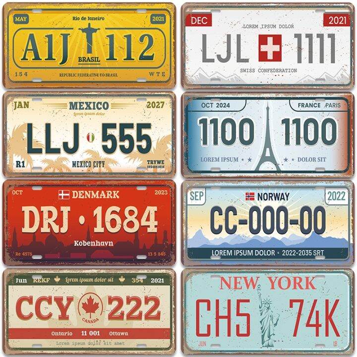 YF】✓▫▭ Landmark Poster Signs Tinplate Brazil Mexico License ...