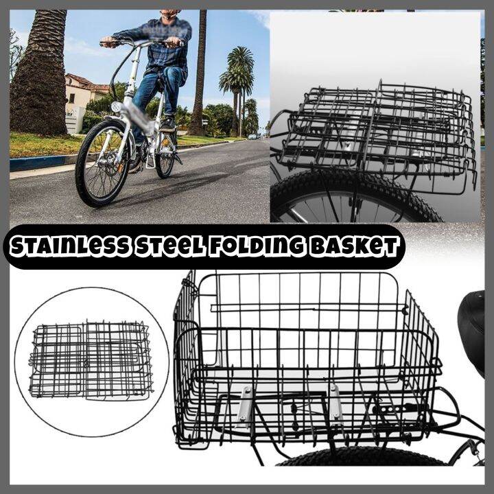 LARGE CAPACITY Stainless Steel Rear Back Basket Bike Folding Basket