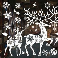 2022 Merry Christmas Wall Stickers Window Glass Festival Wall Decals Santa Elk New Year Christmas Decorations for Home Decor