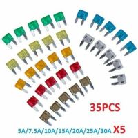 LUOHONGDA 35Pcs Zinc Alloy Assorted Mini Blade Fuses Kit Set 5A 7.5A 10A 15A 20A 25A 30A For Auto Car Truck Fuses  Accessories