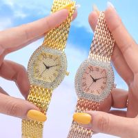 【Hot seller】 2023 new hot-selling starry watch white-collar high-end steel belt fashion barrel-shaped light luxury diamond-encrusted womens