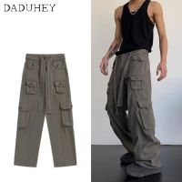 DaDuHey Mens and Womens Summer 2022 Fashion Brand Functional Loose Straight Cargo Pants Ins Korean Style Trendy Fashion Joker Multi-Pocket Slacks