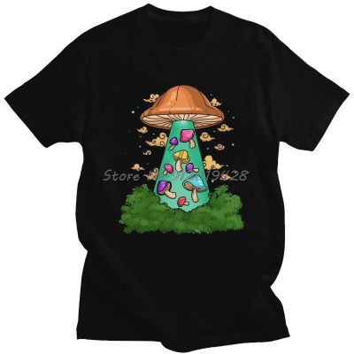 เสื้อยืดผ้าฝ้าย เสื้อยืดแขนสั้นลําลอง พิมพ์ลายเห็ดเมจิก Ufo Shrooms แฟชั่นสําหรับผู้ชาย  JHH9