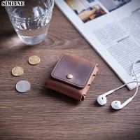 ┇ 100 Genuine Leather Coin Purse For Men Women Female Cowhide Vintage Small Mini Money Bag Earphone Line Case Change Pouch Holder