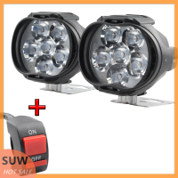 ? SUW ไฟหน้ารถจักรยานยนต์2ชิ้น6500K 6 LED ทำงานไฟตัดหมอกมอเตอร์ไซด์