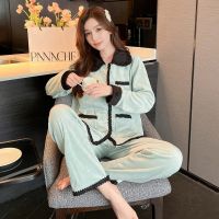 Xiaoxiangfeng pajamas womens autumn and winter new island velvet warm suit lapel high-quality coral home service distribution top