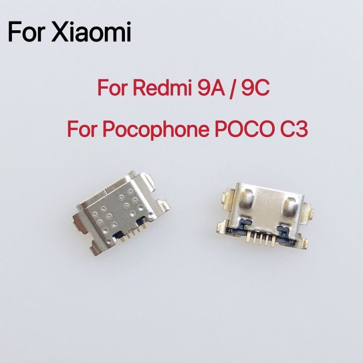 แจ็คแท่นวางไมโคร USB 10-100ชิ้นตัวต่อที่ชาร์ทเหมาะสำหรับ Xiaomi Redmi 9A 9C ปลั๊กช่องเสียบชาร์จ C3 Pocophone POCO