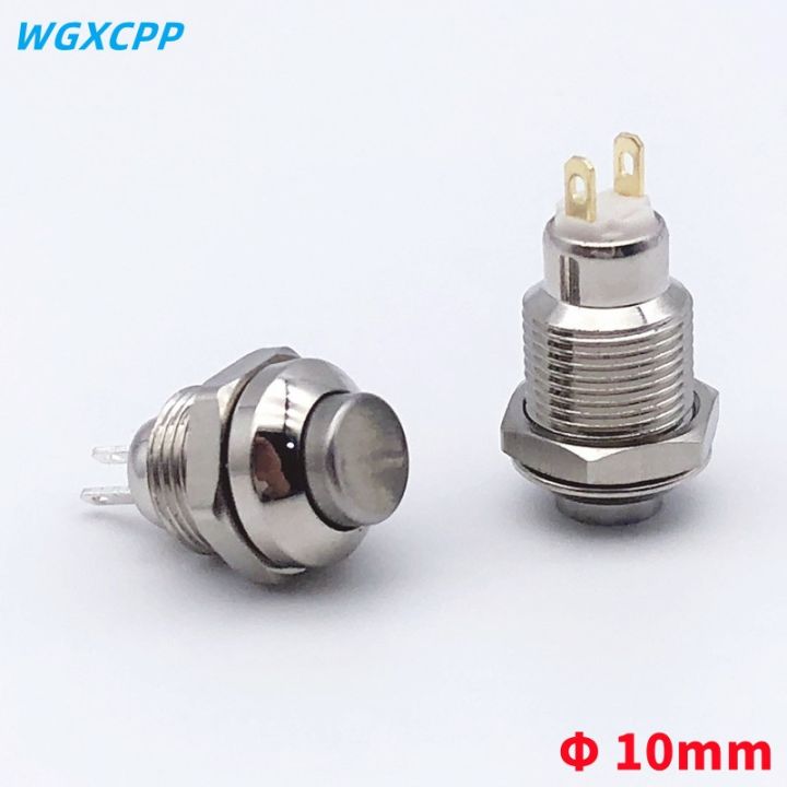 1-pcs10mm-panel-hole-mini-roundmomentary-lockingmetal-push-button-switchhigh-head-2-pinelectrical-equipment1no3a250vac