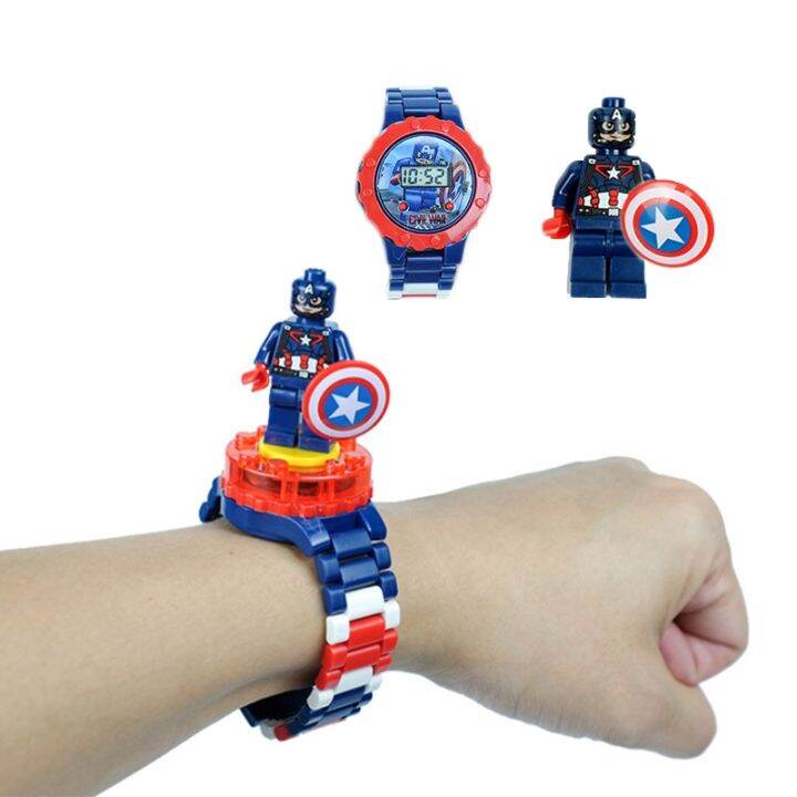 【HOT】 iron Man electronic watch Blocks Assemble Doll Creativity Boy toy