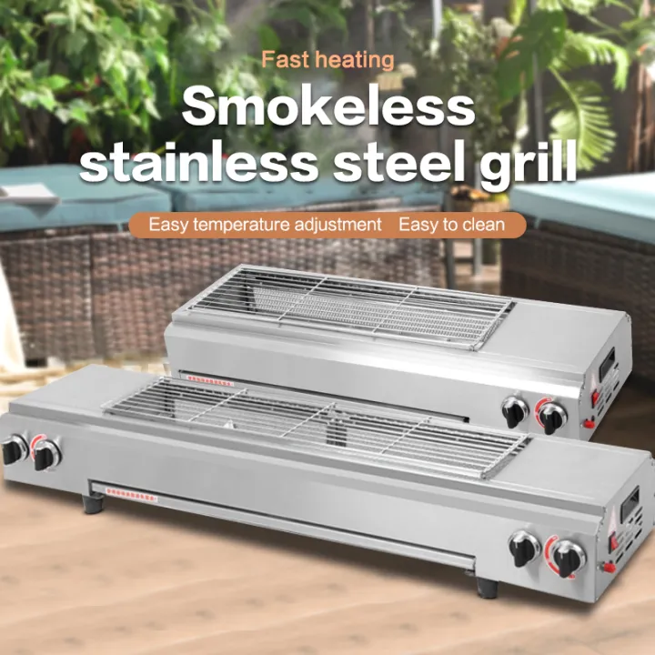 Gas Griller Stainless Steel Commercial BBQ butane gas stove Grill Large Portable Windproof