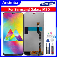 Ansimba Original หน้าจอขนาด6.3นิ้วสำหรับ Samsung Galaxy M20ชิ้นส่วนจอสัมผัสแอลซีดีของเครื่องแปลงดิจิทัล M205F SM-M205F เปลี่ยนพร้อมกรอบกลางสำหรับ Samsung Galaxy M20 M205 LCD