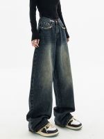 【YD】 Baggy Jeans Waisted Denim Pants Wide Leg Street Trousers Washed Loose Y2k Oversized