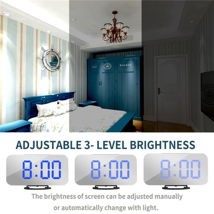 กระจก-led-สำหรับนาฬิกาปลุกตื่นนอนแบบอิเล็กทรอนิกส์จอแสดงผลดิจิตอลอุณหภูมิสูงนาฬิกาตกแต่งบ้าน