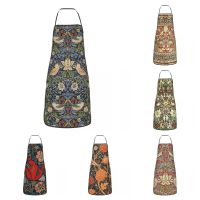 William Morris Strawberry Thief Pattern Bib Aprons Women Men Kitchen Chef Vintage Textile Tablier Cuisine for Cooking Baking