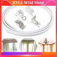 KYLE Wild Shop 1M Flexible Ceiling Curtain Rod Rail Plastic Track Mounted Bendable Curved Straight Slide Windows Accessories Kit