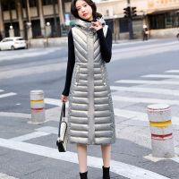 ZZOOI 2022 New Women Hoodie Down Cotton Long Vest Slimming Fit Hooded Jacket Plus Size Fashion Autumn Winter Sleeveless Coat Outerwear