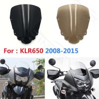 ♗กระจกบังลมสำหรับรถมอเตอร์ไซค์คาวาซากิ KLR650 KLR 650 2008-2015ตัวเบี่ยงกระจกรถยนต์กันลมกระจกหน้าสีดำ2011 2012 2013 2014