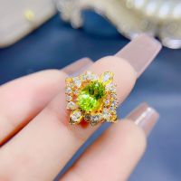 Natural olivine ring in various colors beautiful and exquisite 925 Sterling Silver