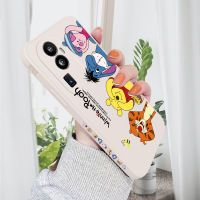 เคส PMP สำหรับ OPPO Reno10 Pro + 5G เคสโทรศัพท์ดีไซน์ด้านข้างดีไซน์รูปหมูหมีพูลายขอบสี่เหลี่ยมของเหลวปลอกซิลิโคนคลุมทั้งหมดเคสป้องกันกล้อง