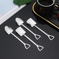 4PCS a Pack Stainless Steel Creative Coffee Shovel Ice Cream Dessert Retro Cute Square Head Spoon Tableware Set Kitchen Gadget Door Hardware Locks