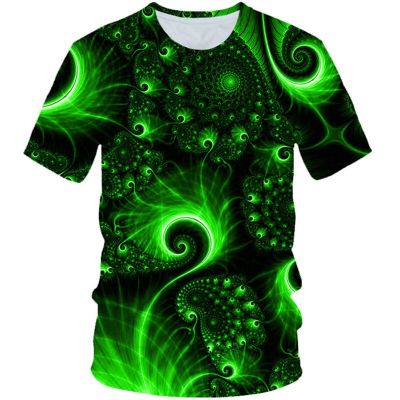 2021 Summer Boys Girls 3D Colorful Cool T-Shirt Children Green Peacock Feathers Flower Print T shirt Kids Tshirt 4-20 Years Old