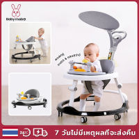 BabyMabo รถหัดเดิน รถหัดเดินเด็ก 6ล้อ รถกลมหัดเดิน แบบพับเก็บได้ ดนตรี + ของเล่น 6-12เดือน Baby Walker ปรับได้ถึง 3 ระดับ รถวงกลมเด็ก ป้องกันขาโก่ง