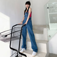 Overall [NewJEANS] ชุดเอี๊ยมยีนส์ทรงหลวมช่วงต้นฤดูใบไม้ผลิสีดำและสีน้ำเงิน