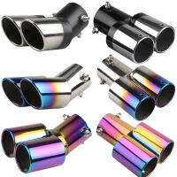 Dual Outlet ปลายท่อไอเสียรถยนต์สแตนเลส Slant Rolled Edge Auto Muffler Modified Universal รถอุปกรณ์ภายนอก