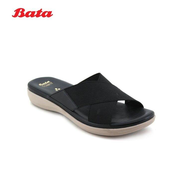 ﺴ BATA Ladies Black Flat Sandals - 5616396 (BATA COMFIT) Women Shoes ...