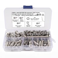 130pcs M6 Hex Button Head Screw Set Thread Metric Hexagon Socket Cap Bolt Nut Washer 304 Stainless Steel Assortment Kit