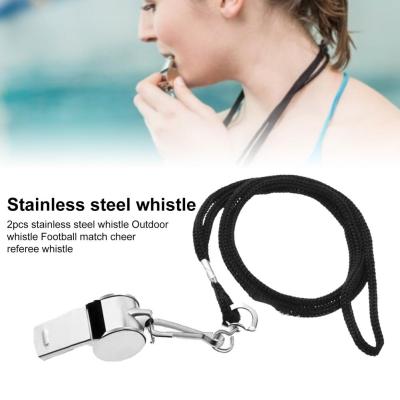 2Pcs Referee Whistles Portable with Lanyard Polished Loud Crisp Sound Stainless Steel Soccer Basketball Sports Whistles Survival kits