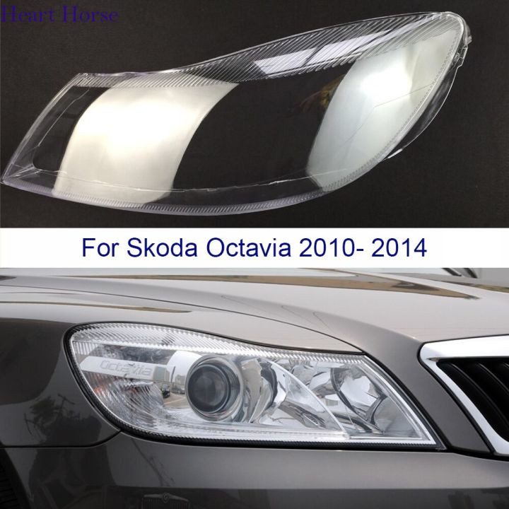 โคมไฟหน้าสำหรับ-skoda-octavia-2010-2014เลนส์ไฟหน้าไฟหน้าไฟหน้ารถฝาครอบไฟหน้าโปร่งใส