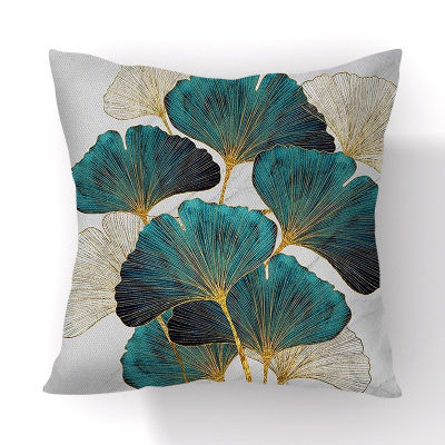 Hand Painted Ginkgo Leaves Pillows Case Polyester Short Plush Modern Floral Chair Cushions Case Living Room Decor Throw Pillows
