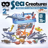 ชุดหุ่นโมเดลสัตว์ทะเล 23 ตัว พร้อมมินิแฟลชการ์ด 23 ใบคู่กัน Sea Creatures Toy Box