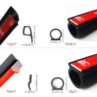 【DT】hot！ 4 Meters B P Z Big D Car Door Strip EPDM Rubber Noise Insulation Weatherstrip Soundproof Adhesive