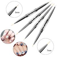 5/7/9/11mm Nail Art Liner Brush Drawing Pen Acrylic Manicure Gel Brush Decoration Nails Double Head Crystal Handle Painting Pen Artist Brushes Tools