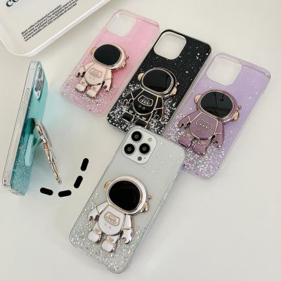 「Enjoy electronic」 Plating Astronaut Phone Holder Glitter Case For Samsung Galaxy S10e S20 S21 FE S22 Note 10 Lite 20 Ultra S8 S9 S10 Plus 5G Cover
