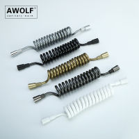 Awolf สีดำห้องน้ำฤดูใบไม้ผลิสายฝักบัว 1/2 อินเทอร์เฟซสีขาวสายโทรศัพท์ท่อประปาทอง 1.5 M สีเทาเงินท่อ AF6150-GDDD MALL