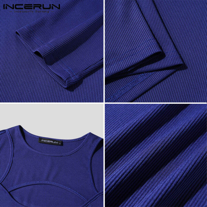 incerun-เสื้อถักนิตติ้งแนววินเทจของผู้ชายเสื้อเสื้อเชิ้ตลำลองวันหยุดเสื้อถักสวมศีรษะ-ลดล้างสต๊อก