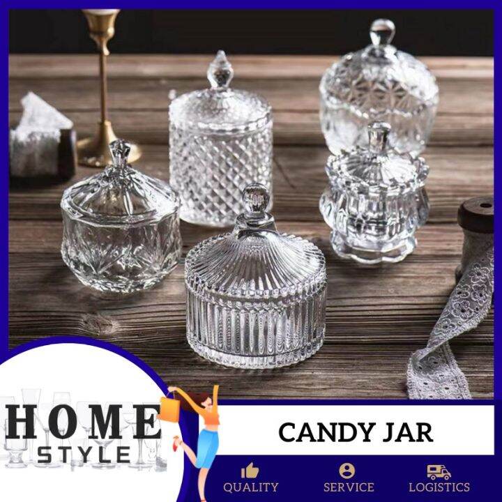 【Hot】 Home Style Home Decoration Glass Candy Jar Jewelry Box Glassware