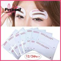 PETINAIL 12/24คู่แฟชั่นสำหรับผู้หญิงกรูมมิ่งสติกเกอร์แม่แบบรูปร่างแผ่นเขียนคิ้ว Peralatan Rias